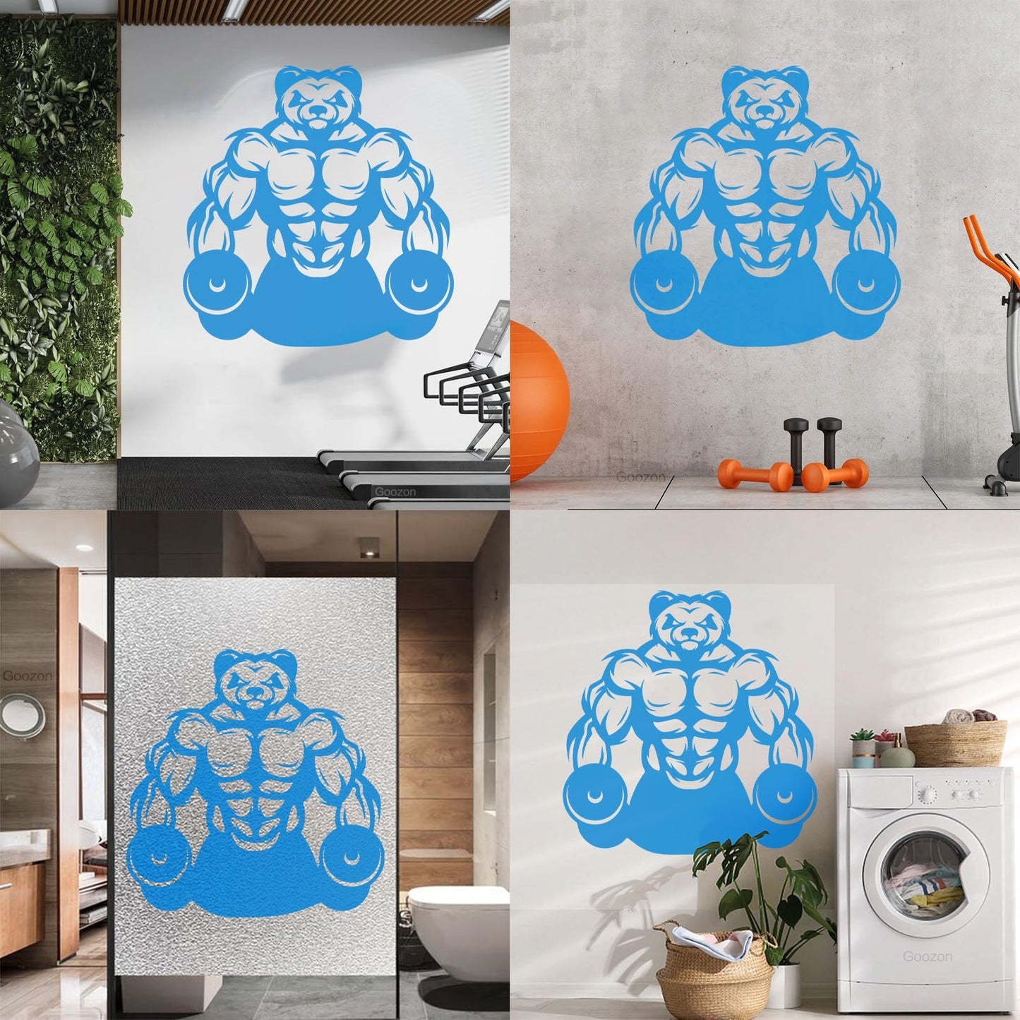 Wall Vinyl Sticker Decor Panda Muscles Gymnastics Fitnesscenter Sports Glass Stickers