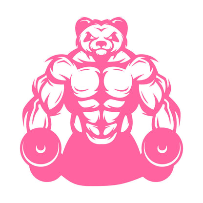 Wall Vinyl Sticker Decor Panda Muscles Gymnastics Fitnesscenter Sports Glass Stickers