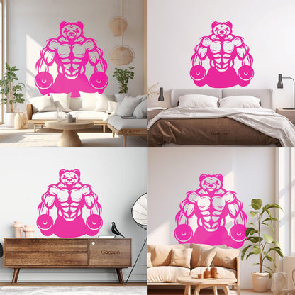 Wall Vinyl Sticker Decor Panda Muscles Gymnastics Fitnesscenter Sports Glass Stickers