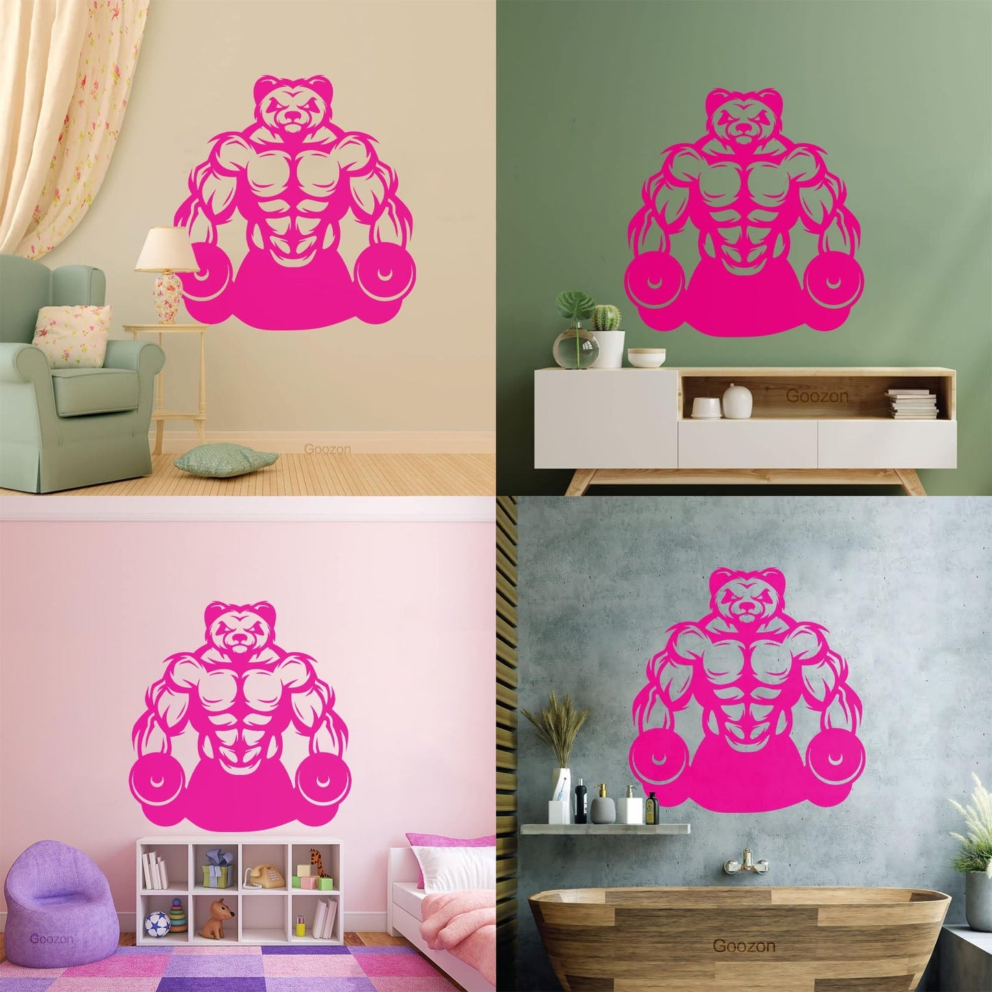 Wall Vinyl Sticker Decor Panda Muscles Gymnastics Fitnesscenter Sports Glass Stickers