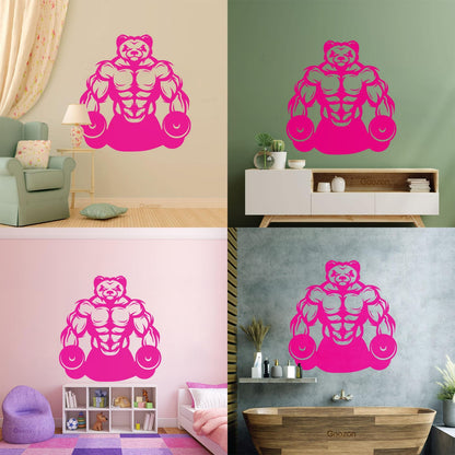 Wall Vinyl Sticker Decor Panda Muscles Gymnastics Fitnesscenter Sports Glass Stickers