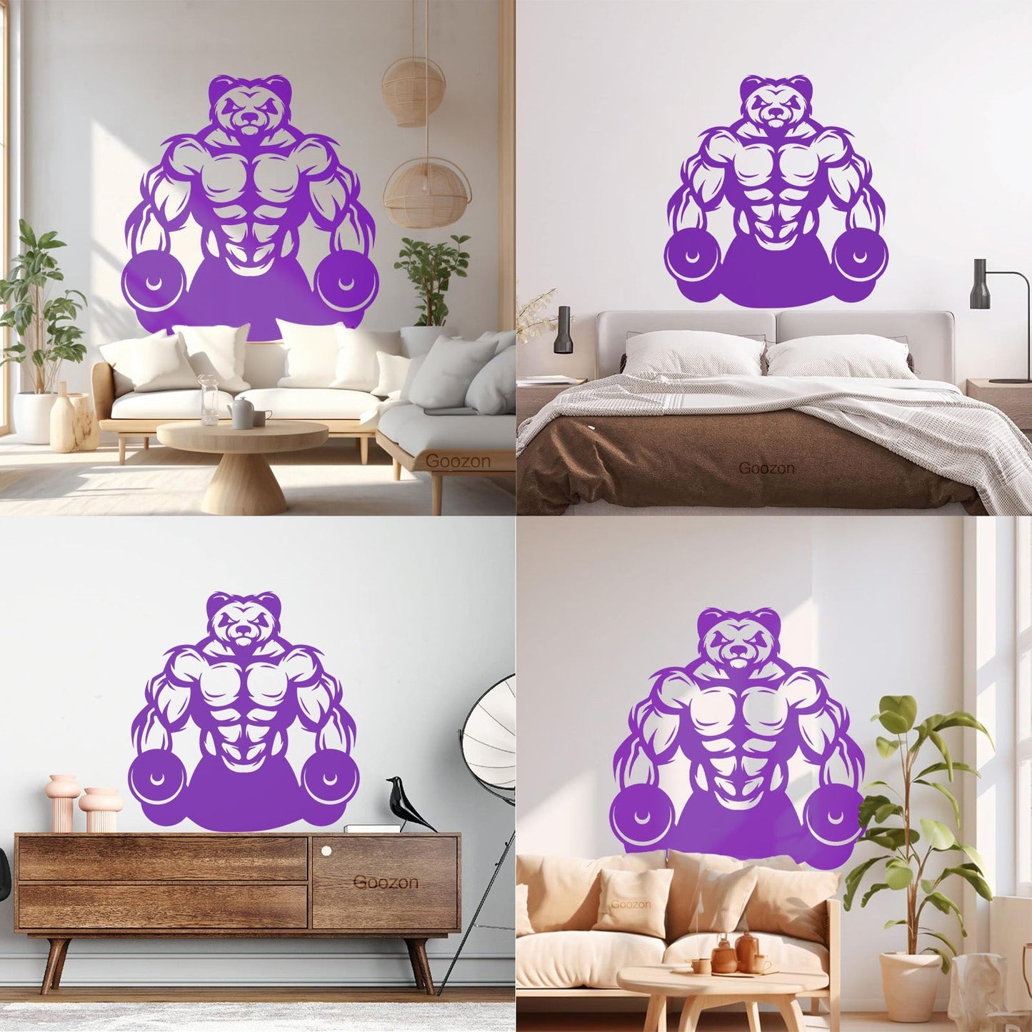 Wall Vinyl Sticker Decor Panda Muscles Gymnastics Fitnesscenter Sports Glass Stickers