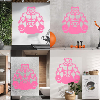 Wall Vinyl Sticker Decor Panda Muscles Gymnastics Fitnesscenter Sports Glass Stickers
