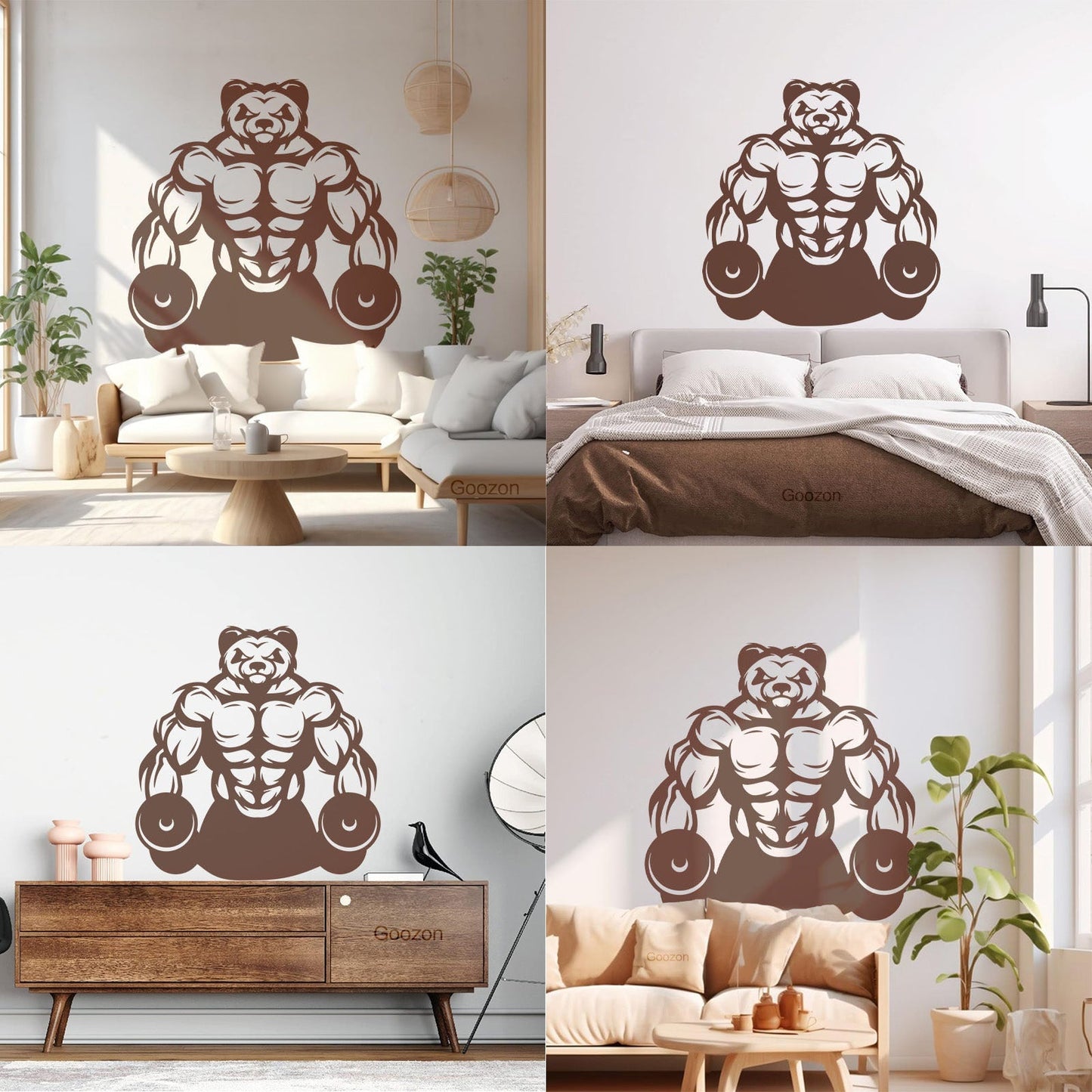 Wall Vinyl Sticker Decor Panda Muscles Gymnastics Fitnesscenter Sports Glass Stickers