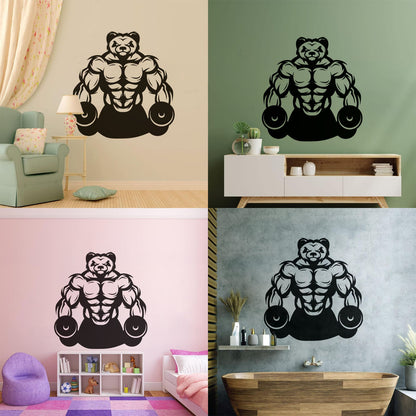 Wall Vinyl Sticker Decor Panda Muscles Gymnastics Fitnesscenter Sports Glass Stickers
