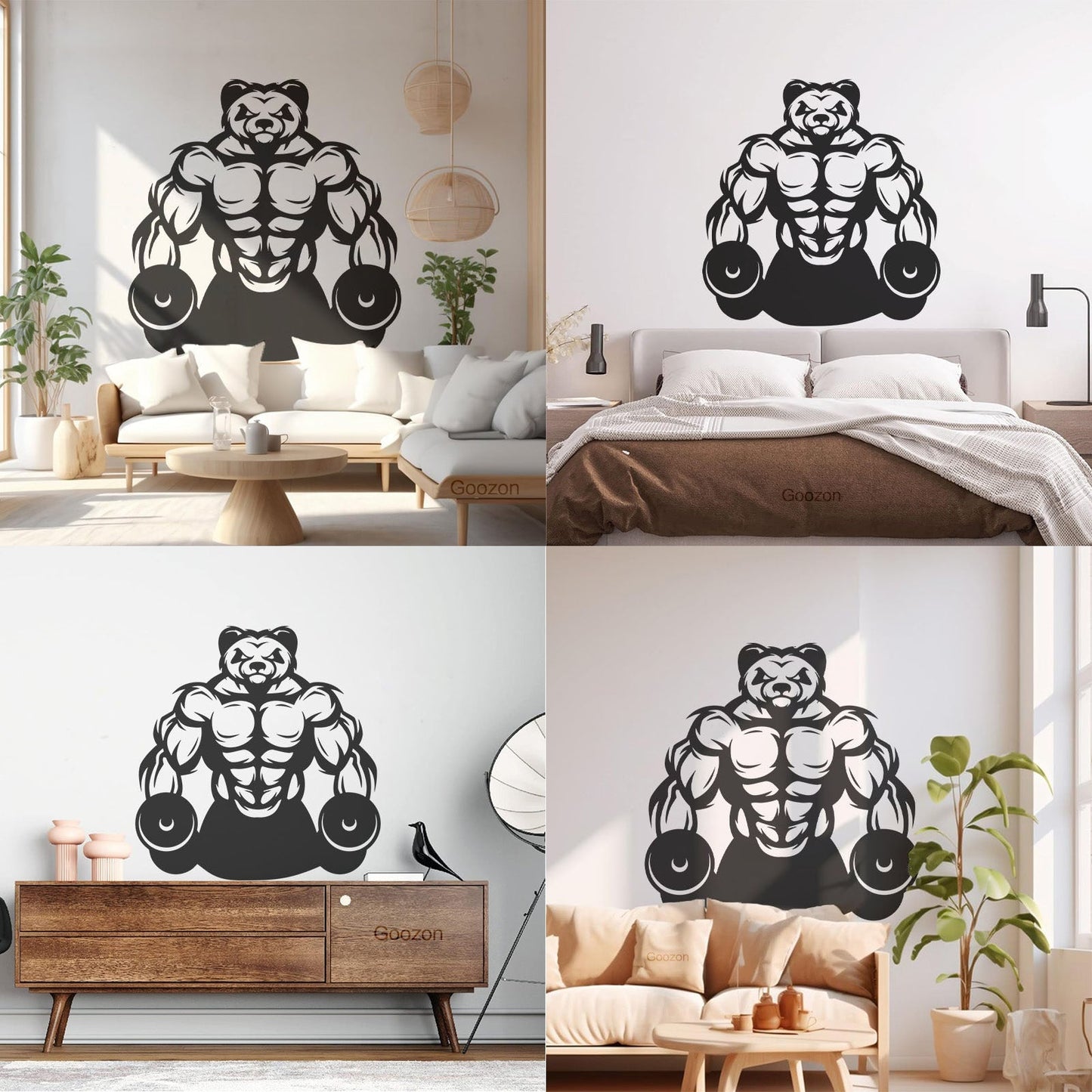 Wall Vinyl Sticker Decor Panda Muscles Gymnastics Fitnesscenter Sports Glass Stickers
