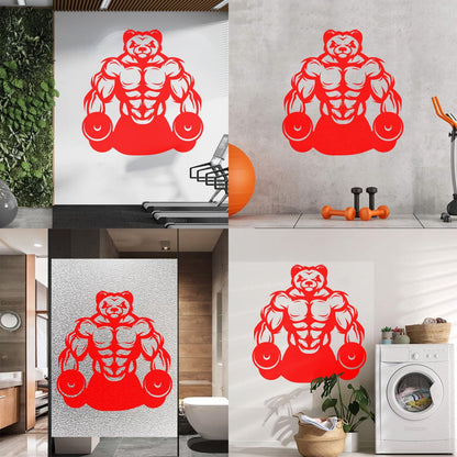 Wall Vinyl Sticker Decor Panda Muscles Gymnastics Fitnesscenter Sports Glass Stickers