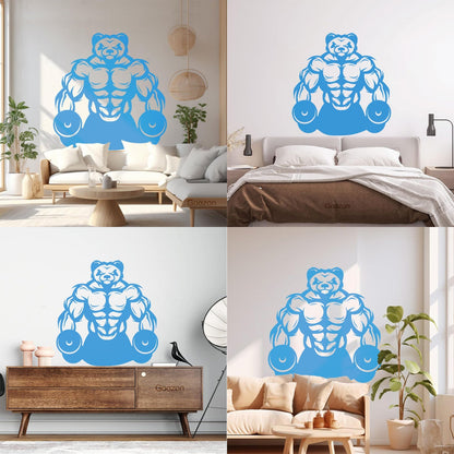 Wall Vinyl Sticker Decor Panda Muscles Gymnastics Fitnesscenter Sports Glass Stickers