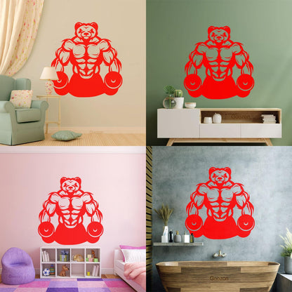 Wall Vinyl Sticker Decor Panda Muscles Gymnastics Fitnesscenter Sports Glass Stickers