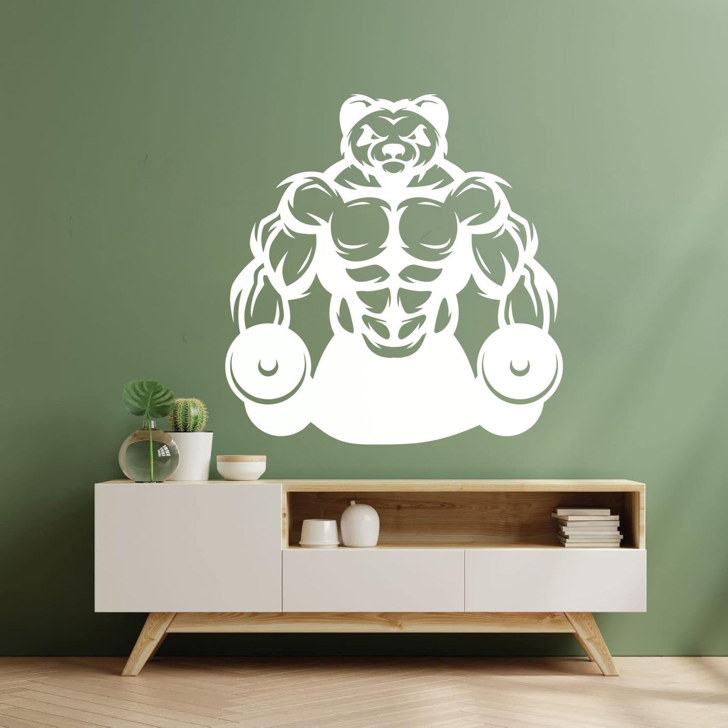 Wall Vinyl Sticker Decor Panda Muscles Gymnastics Fitnesscenter Sports Glass Stickers