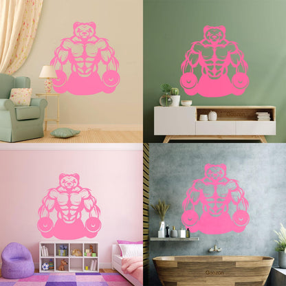 Wall Vinyl Sticker Decor Panda Muscles Gymnastics Fitnesscenter Sports Glass Stickers