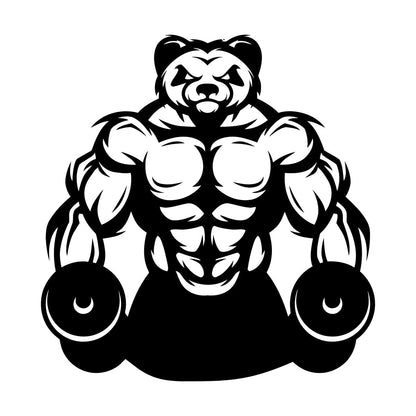 Wall Vinyl Sticker Decor Panda Muscles Gymnastics Fitnesscenter Sports Glass Stickers