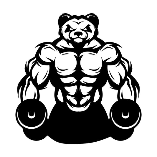 Wall Vinyl Sticker Decor Panda Muscles Gymnastics Fitnesscenter Sports Glass Stickers