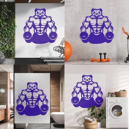Wall Vinyl Sticker Decor Panda Muscles Gymnastics Fitnesscenter Sports Glass Stickers