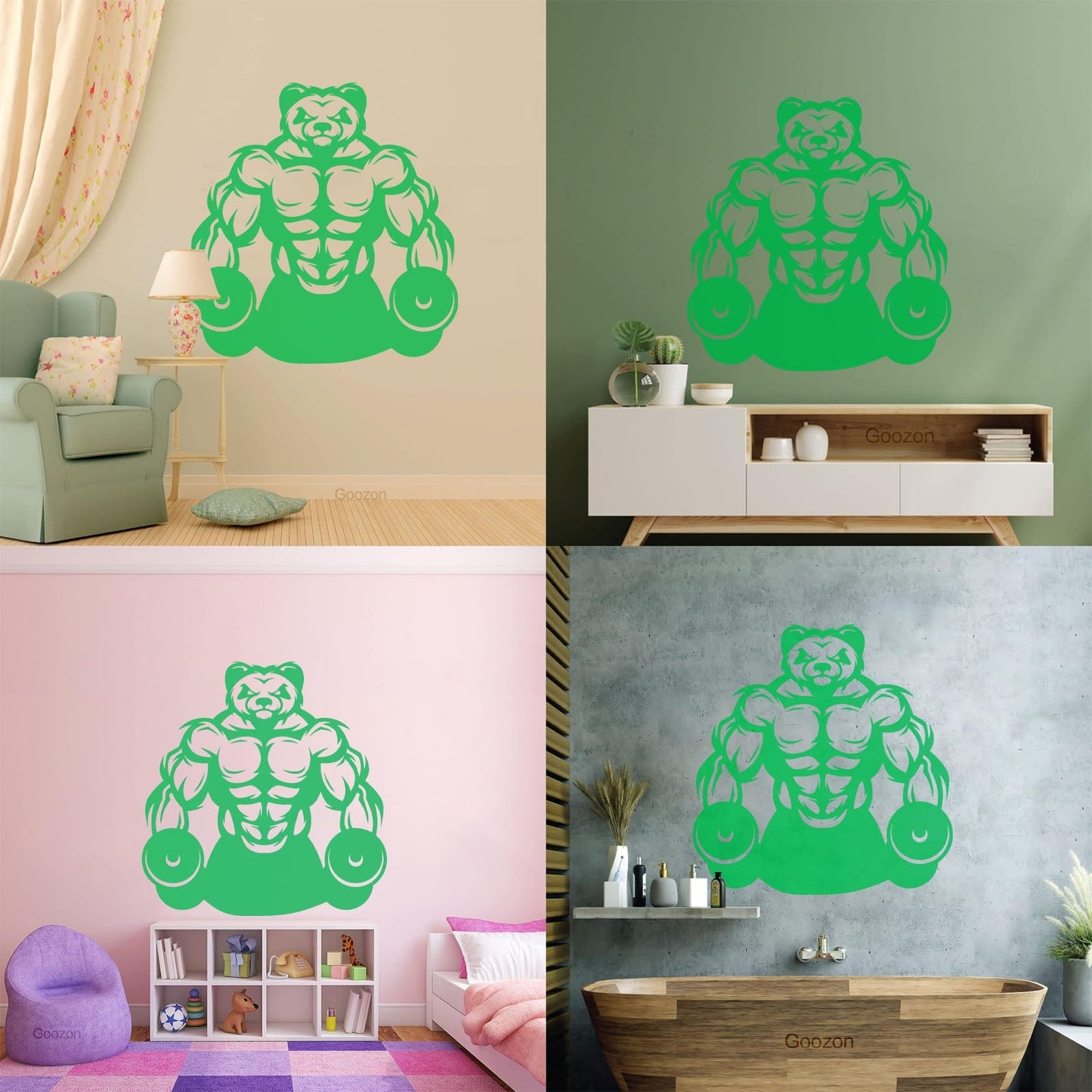 Wall Vinyl Sticker Decor Panda Muscles Gymnastics Fitnesscenter Sports Glass Stickers