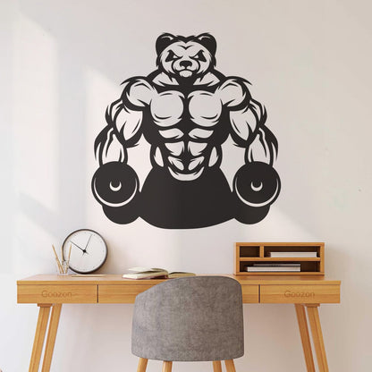 Wall Vinyl Sticker Decor Panda Muscles Gymnastics Fitnesscenter Sports Glass Stickers