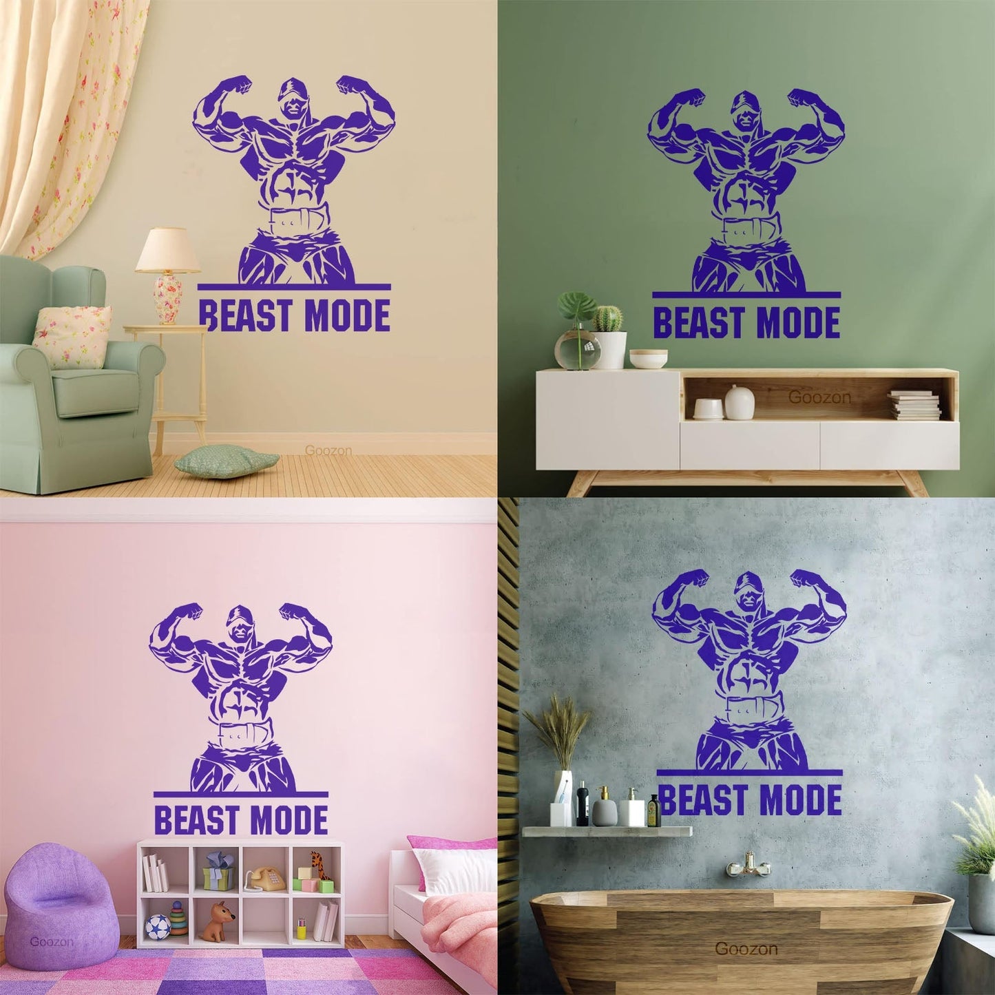 Lettering Stickers Phrase Beast Mode Gymnastics Iron Sports Musculus Easy Installation