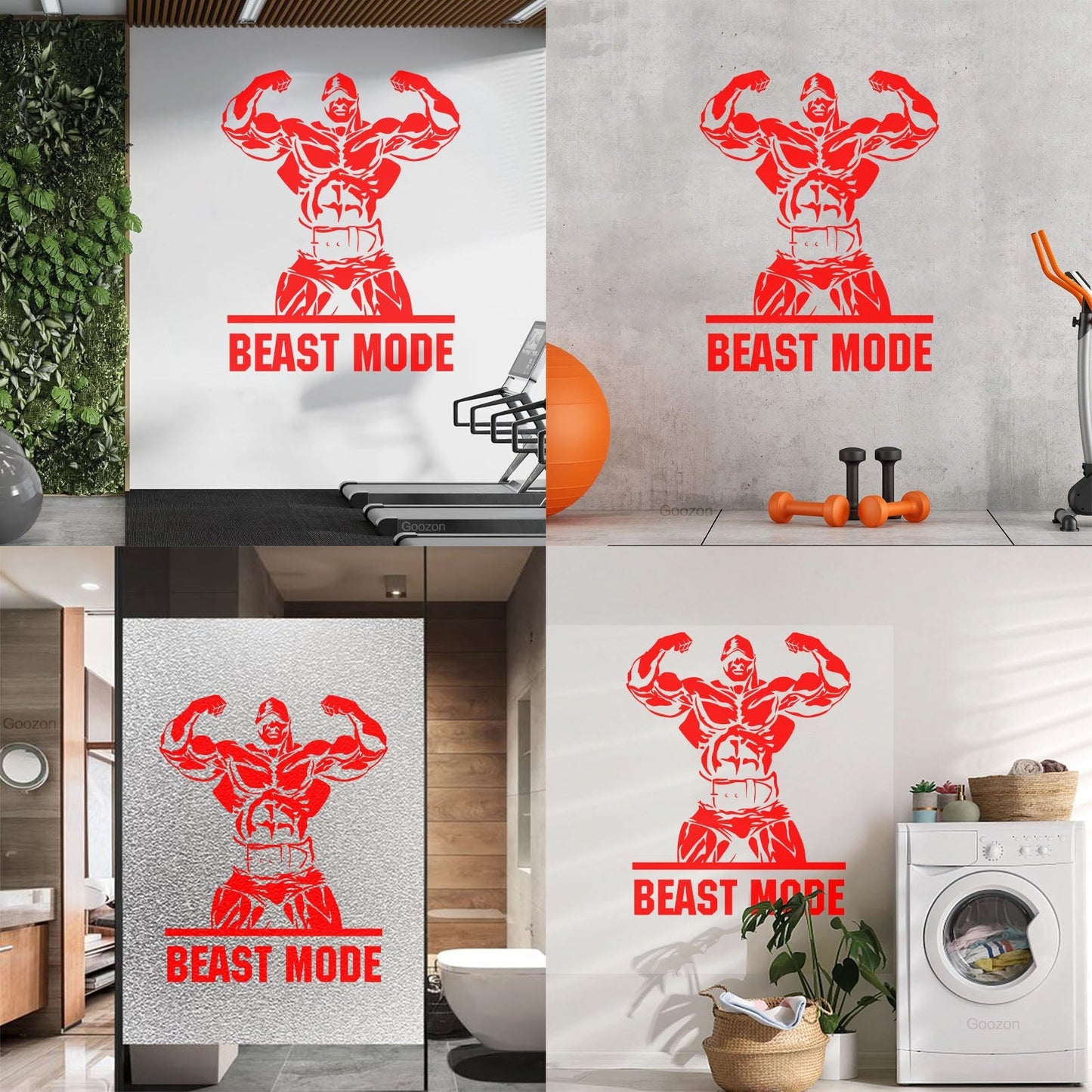 Lettering Stickers Phrase Beast Mode Gymnastics Iron Sports Musculus Easy Installation