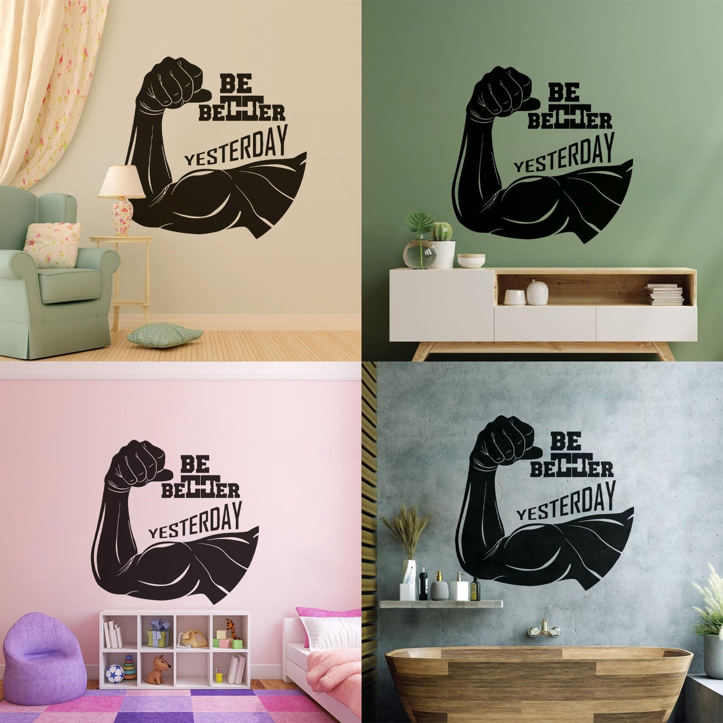 Wall Decals Paster Paper Phrase Be Better Yesterday Gymnastics Sports Fitnesscenter Art Mural Painting