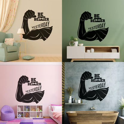 Wall Decals Paster Paper Phrase Be Better Yesterday Gymnastics Sports Fitnesscenter Art Mural Painting