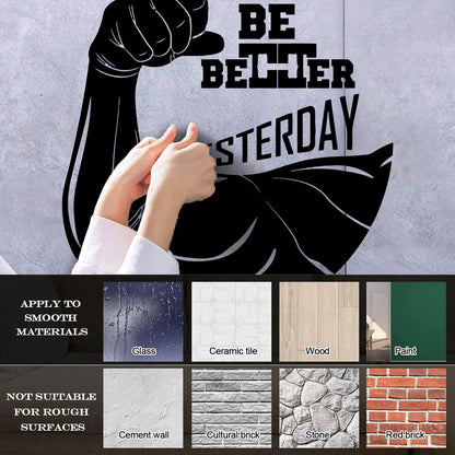 Wall Decals Paster Paper Phrase Be Better Yesterday Gymnastics Sports Fitnesscenter Art Mural Painting