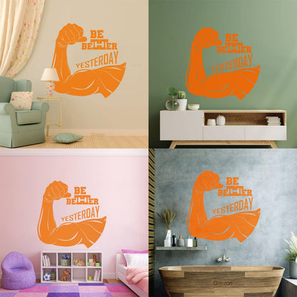 Wall Decals Paster Paper Phrase Be Better Yesterday Gymnastics Sports Fitnesscenter Art Mural Painting