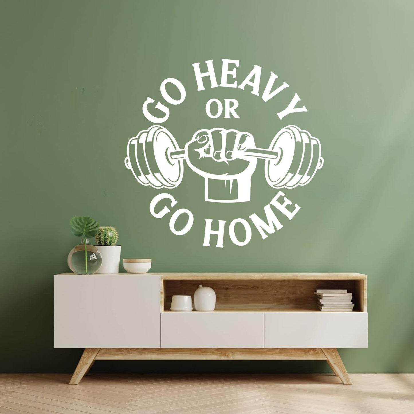 Vinyl Wall Stickers Phrase Go Heavy Gymnastics Iron Club Sports Multiple Size Options