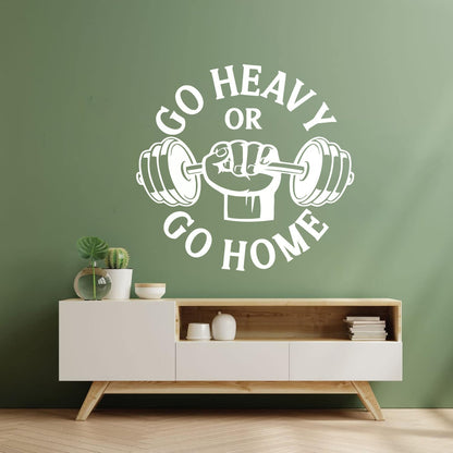 Vinyl Wall Stickers Phrase Go Heavy Gymnastics Iron Club Sports Multiple Size Options