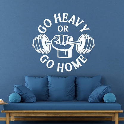 Vinyl Wall Stickers Phrase Go Heavy Gymnastics Iron Club Sports Multiple Size Options
