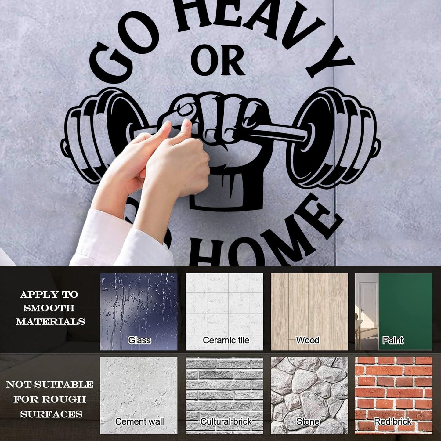 Vinyl Wall Stickers Phrase Go Heavy Gymnastics Iron Club Sports Multiple Size Options