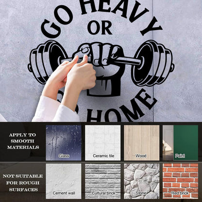 Vinyl Wall Stickers Phrase Go Heavy Gymnastics Iron Club Sports Multiple Size Options