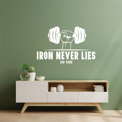 Engraving Decals Phrase Iron Never Lies To You Gymnastics Fitnesscenter Training Bodybuilding Personalized Customization