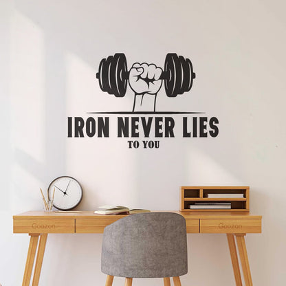 Engraving Decals Phrase Iron Never Lies To You Gymnastics Fitnesscenter Training Bodybuilding Personalized Customization