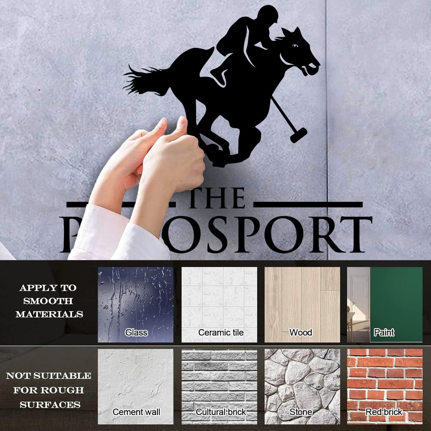 Fine Carving Decals Polo Sport Equestrian Horse Player Horseback Riding Wall Beautification