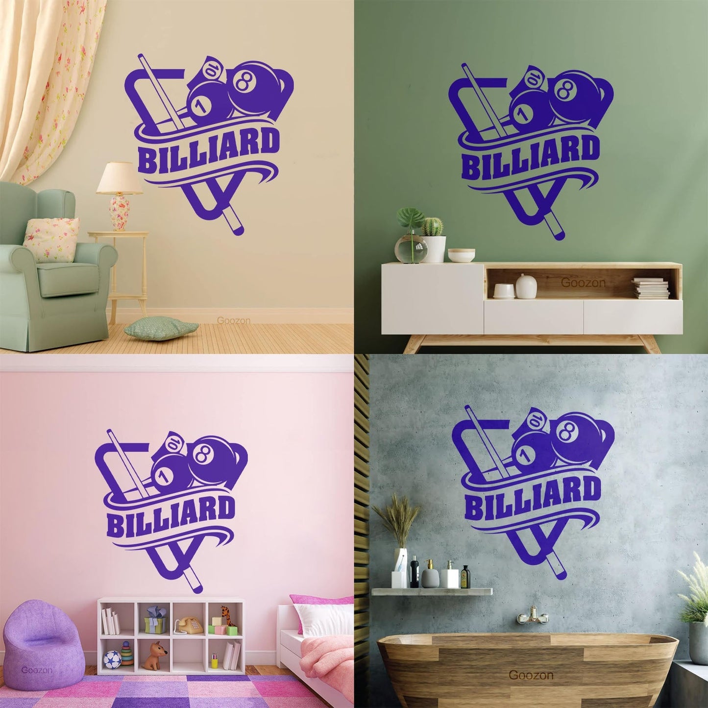 Engraving Stickers Poolroom Billiard Window Decals