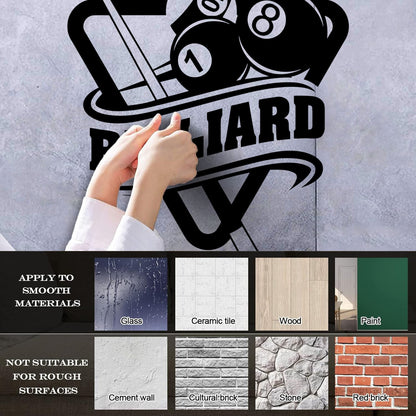 Engraving Stickers Poolroom Billiard Window Decals