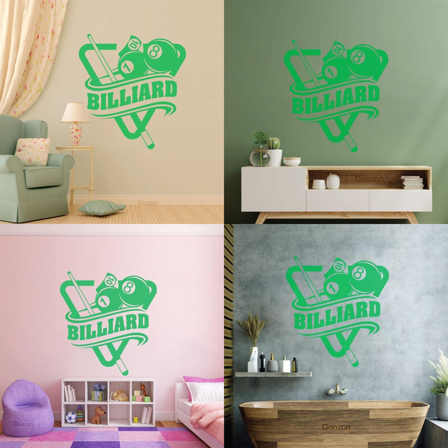 Engraving Stickers Poolroom Billiard Window Decals