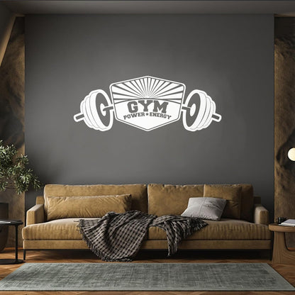 Power Energy Dumbbell Gymnastics Fitnesscenter Bodybuilding Wall Decals Pvc Store Decoration