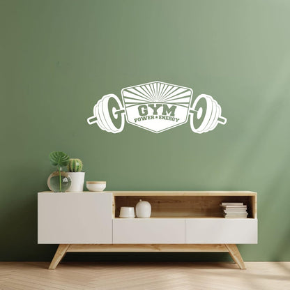 Power Energy Dumbbell Gymnastics Fitnesscenter Bodybuilding Wall Decals Pvc Store Decoration