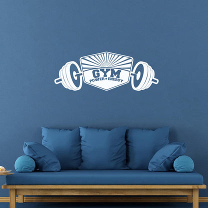 Power Energy Dumbbell Gymnastics Fitnesscenter Bodybuilding Wall Decals Pvc Store Decoration