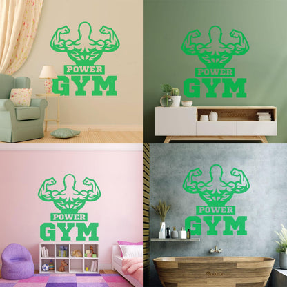 Lettering Stickers Power Gymnastics Muscles Beautiful Body Bodybuilder Logo Tattoo Culture