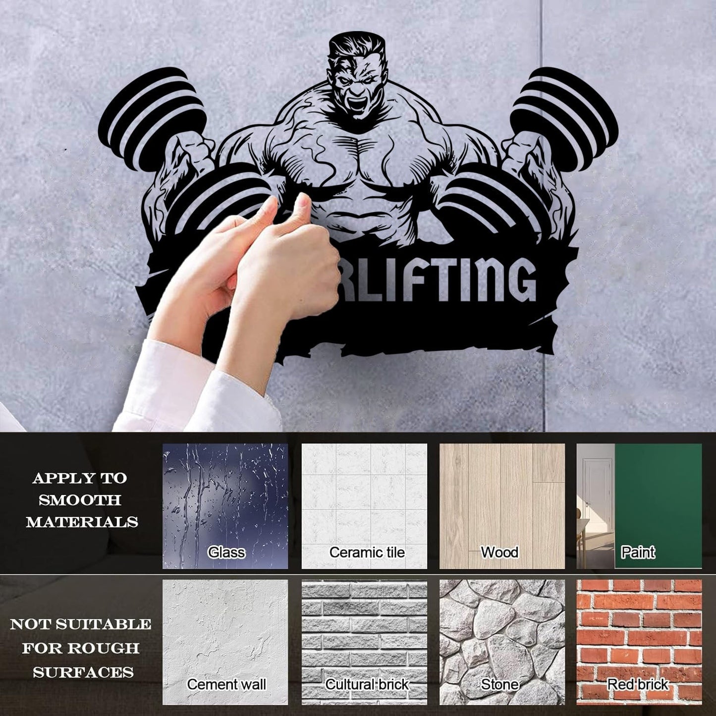 Wall Decals Powerlifting Muscle Gymnastics Fitnesscenter Motivation Do Not Damage The Wall Surface