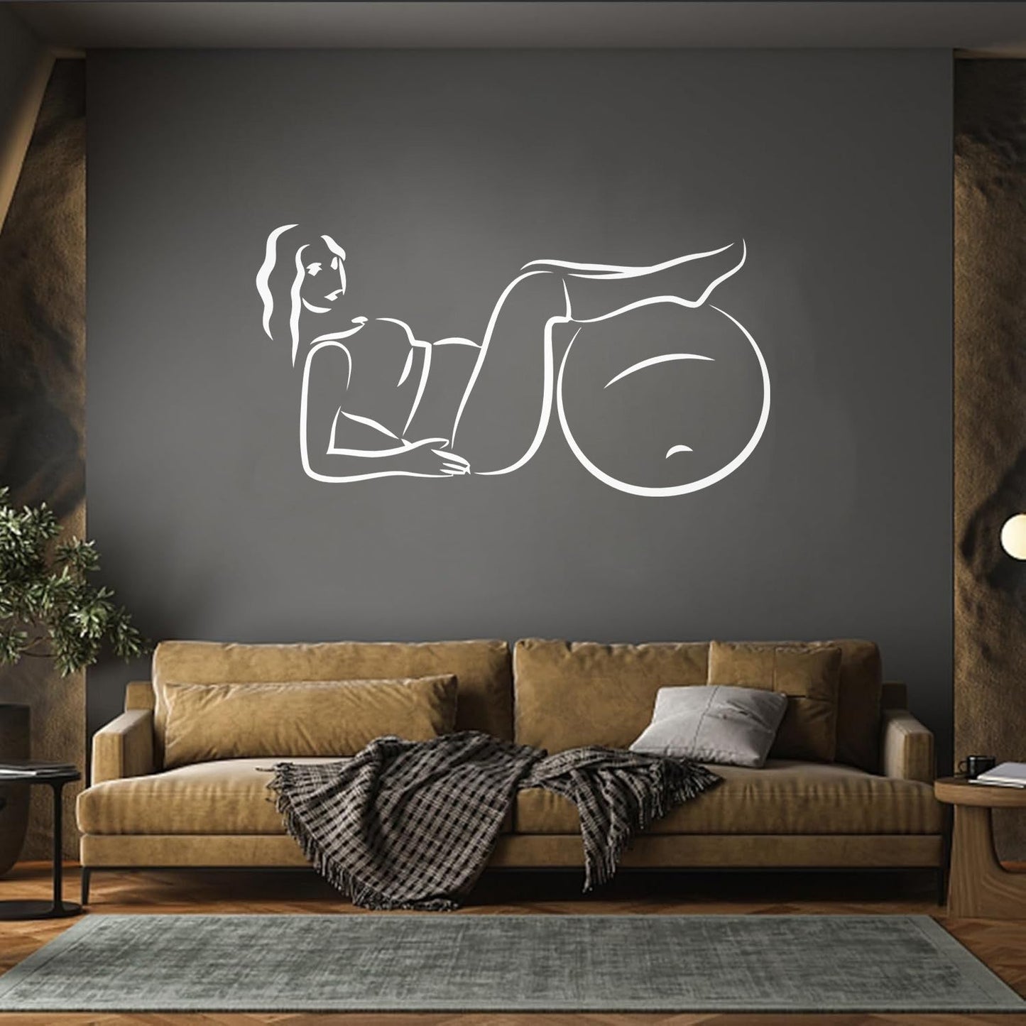 Wall Vinyl Sticker Decor Pregnant Woman Exercise With Fitball Sport Multiple Size Options