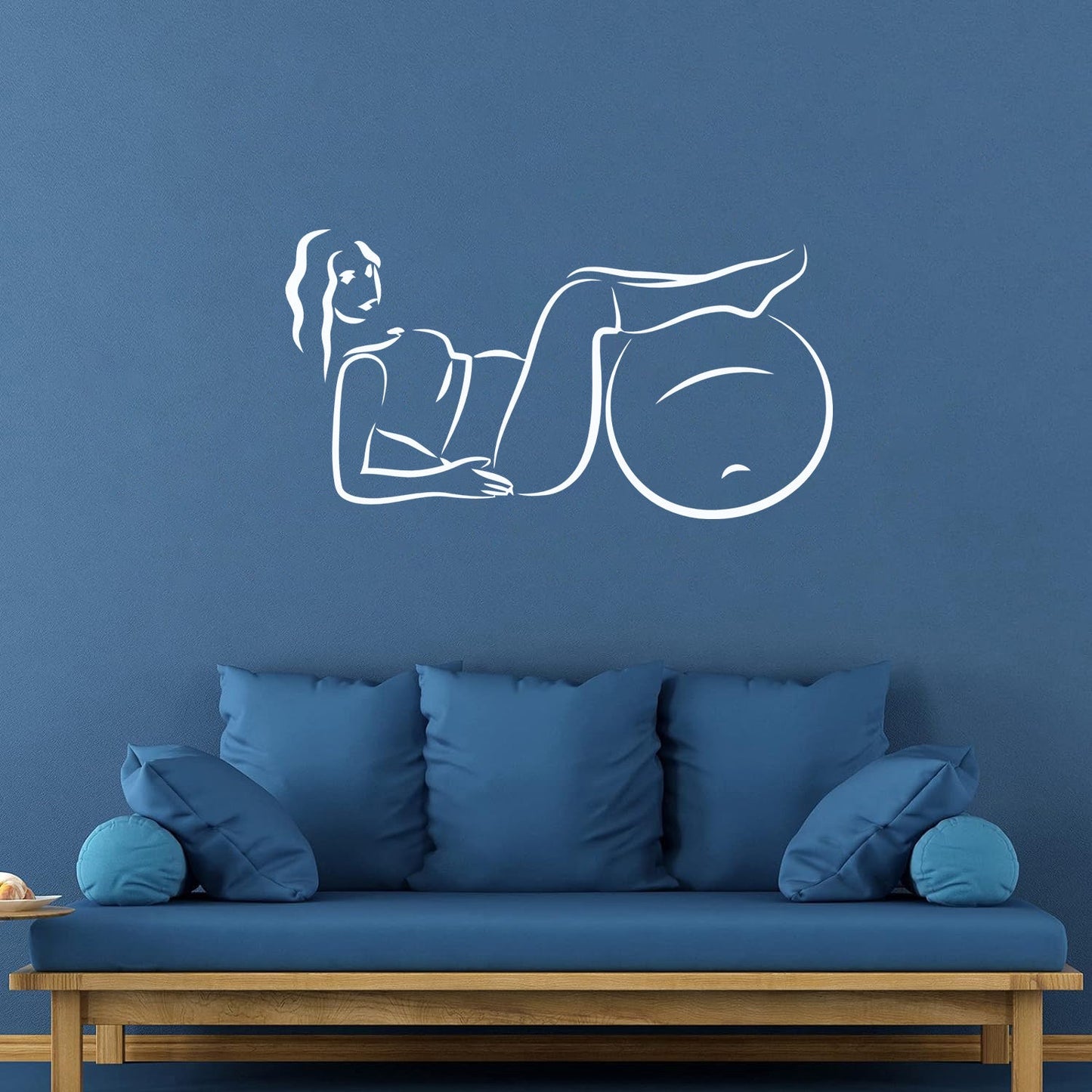 Wall Vinyl Sticker Decor Pregnant Woman Exercise With Fitball Sport Multiple Size Options