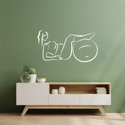 Wall Vinyl Sticker Decor Pregnant Woman Exercise With Fitball Sport Multiple Size Options