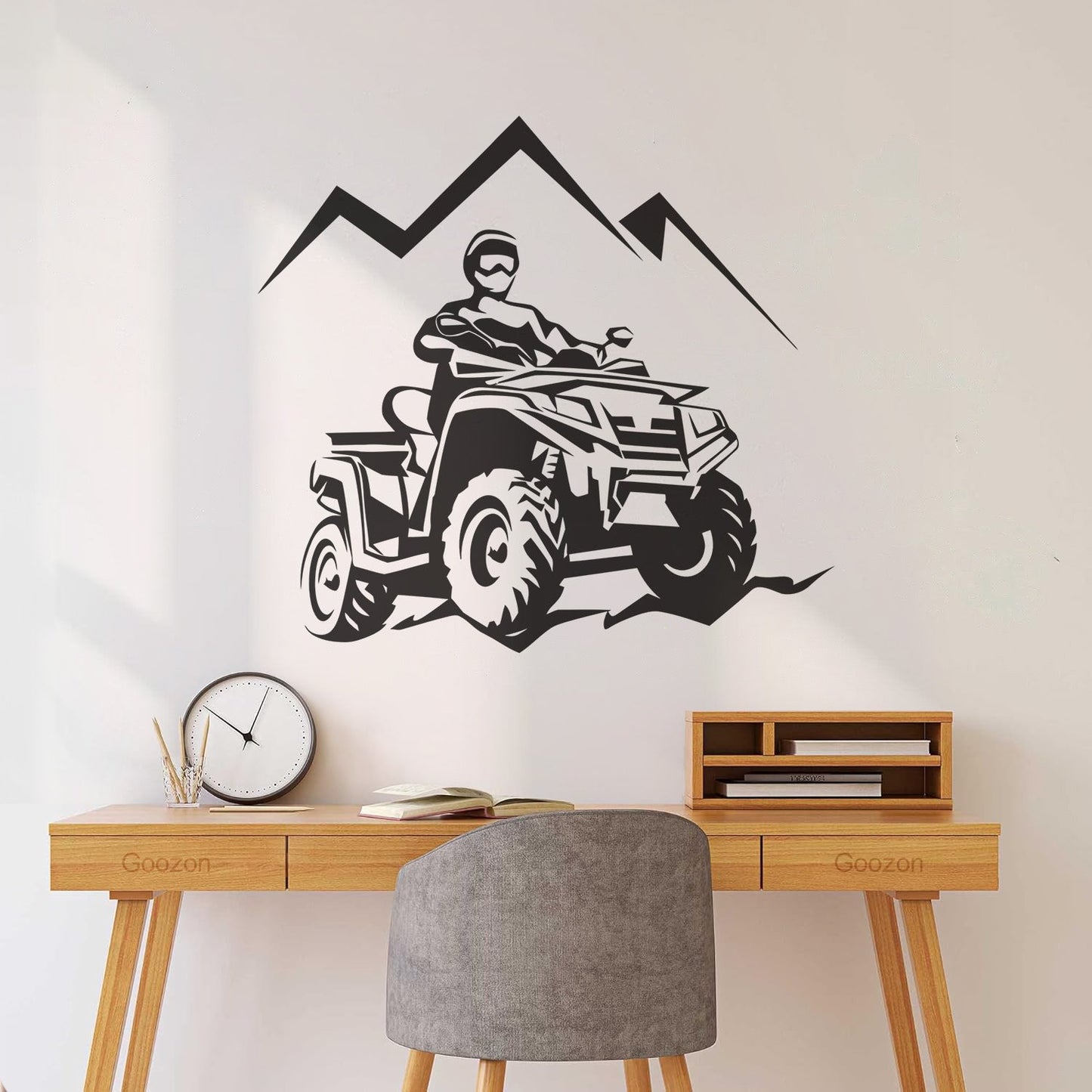 Racing Rider Atv Quad Mountain Trips Extreme Sports Lettering Stickers Window Decals