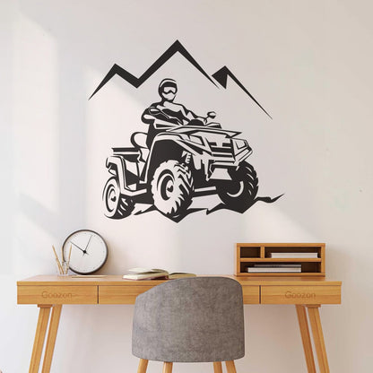 Racing Rider Atv Quad Mountain Trips Extreme Sports Lettering Stickers Window Decals