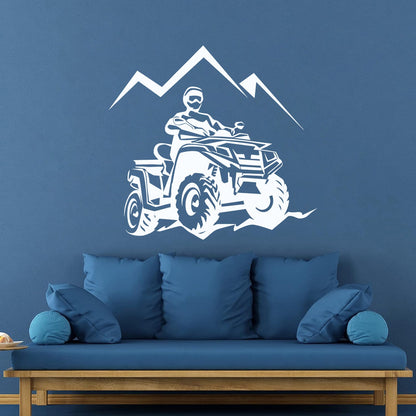 Racing Rider Atv Quad Mountain Trips Extreme Sports Lettering Stickers Window Decals
