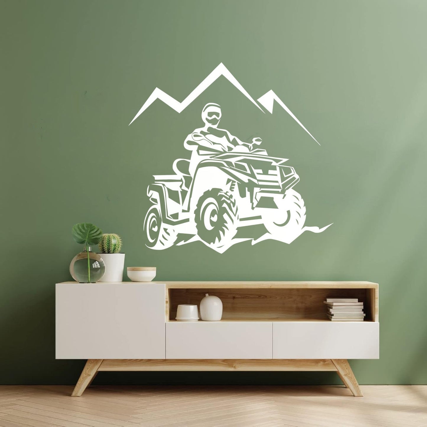 Racing Rider Atv Quad Mountain Trips Extreme Sports Lettering Stickers Window Decals