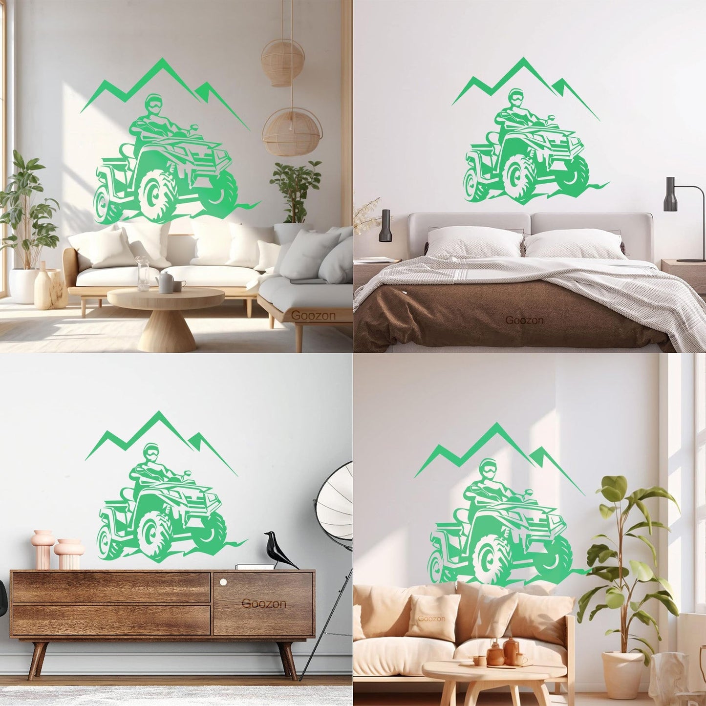 Racing Rider Atv Quad Mountain Trips Extreme Sports Lettering Stickers Window Decals
